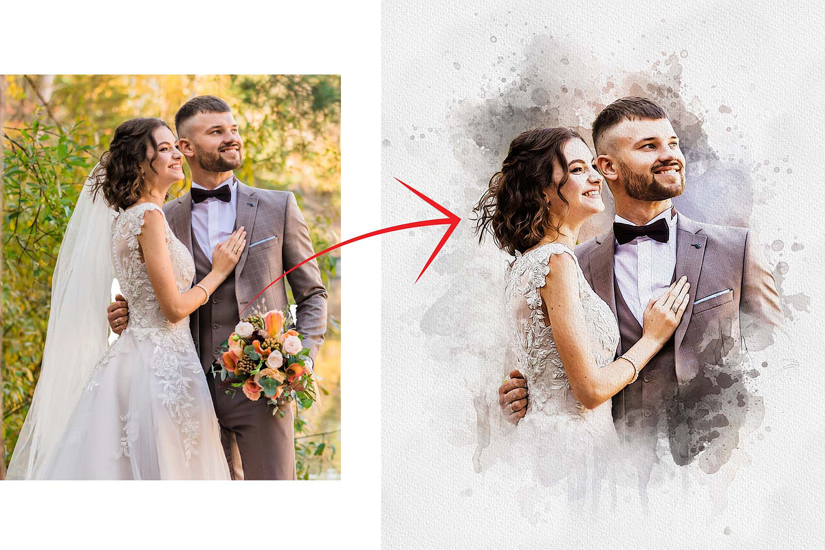 Wedding Watercolor Art Photo Effect, an Action Add-On by MRI STUDIO (Photo 2 of 13)