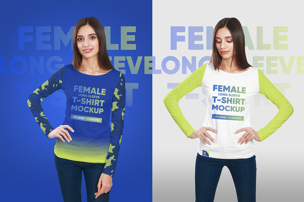 Female Long Sleeve T-Shirt Mockups, a Shirt Mockup by Hi, Mock-Up! (Photo 7 of 9)