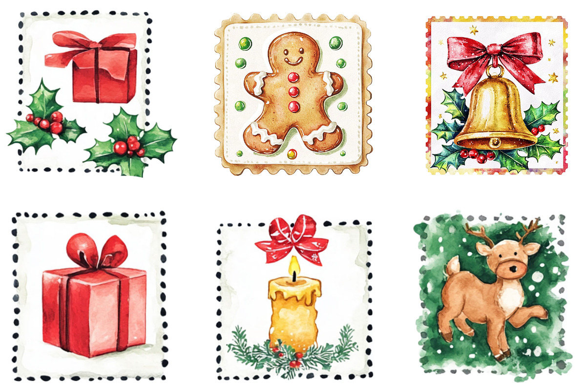 Christmas Stamp Collection, a Seasonal Illustration by Designking (Photo 2 of 3)
