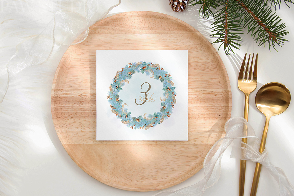 Christmas Wreath Clipart Winter Card, a Decorative Illustration by PawGraphic (Photo 9 of 11)