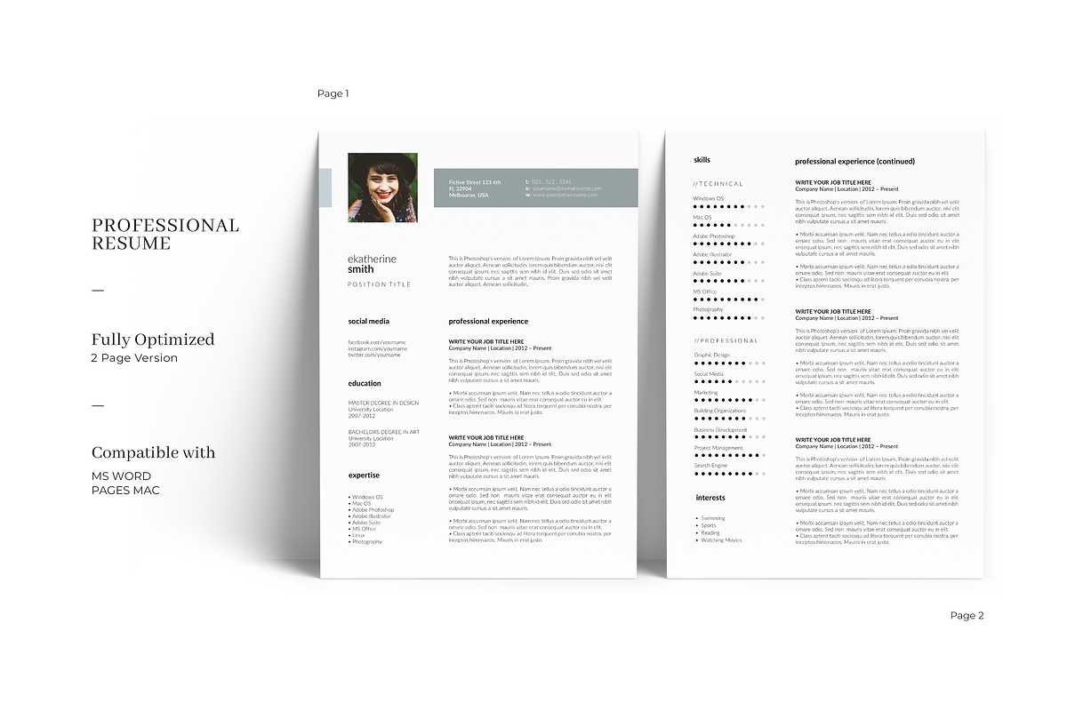 CV and Resume Design with Photo, a Resume Template by GraphicFlava (Photo 2 of 8)