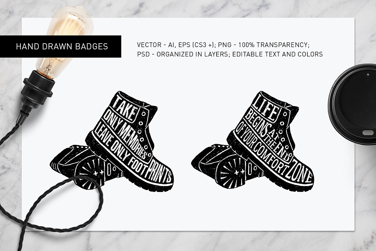 Good Shoes. 8 Inspirational Badges, a Branding & Logo Template by Cosmic Store (Photo 6 of 16)
