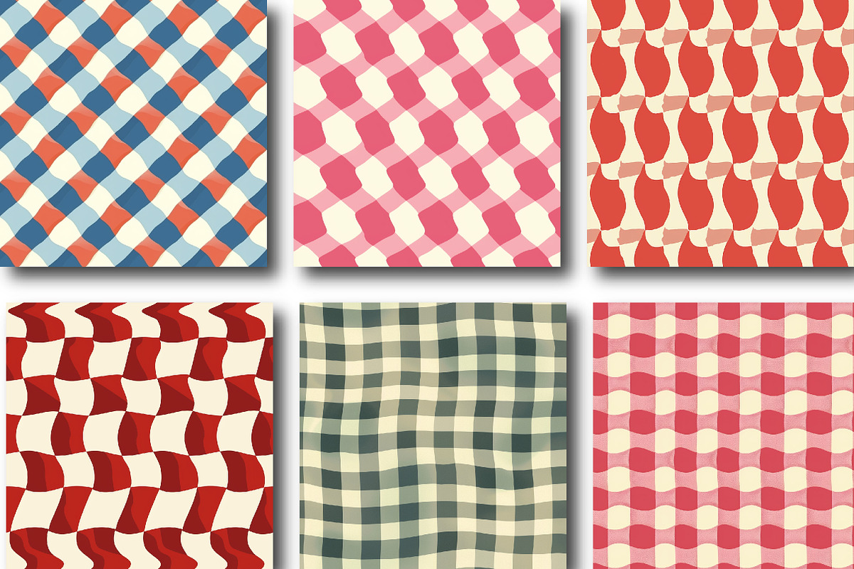 Modern Wavy Checkerboard Patterns, a Pattern Graphic by DreamCafeArt
