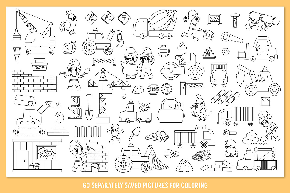 Construction site coloring games, an Education Illustration by Lexi Claus (Photo 13 of 15)