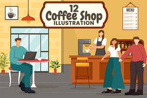 12 Coffee Shop Illustration