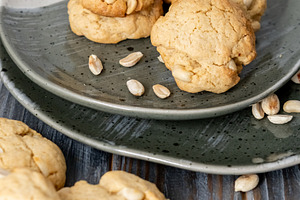 Homemade cookies rustic snack peanut pile plate, a Food & Drink Photo by Photo Drive Studio