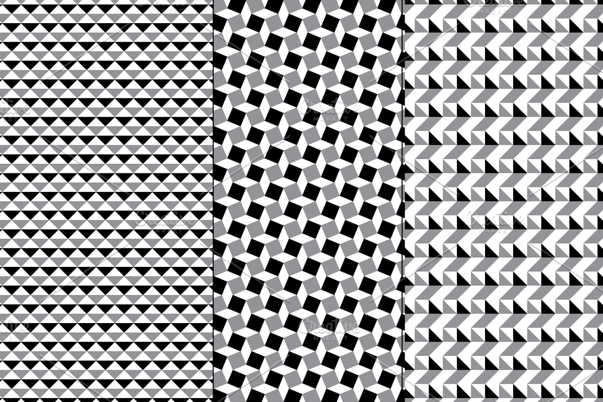 Seamless Black White Gray Geometrics preview 5
