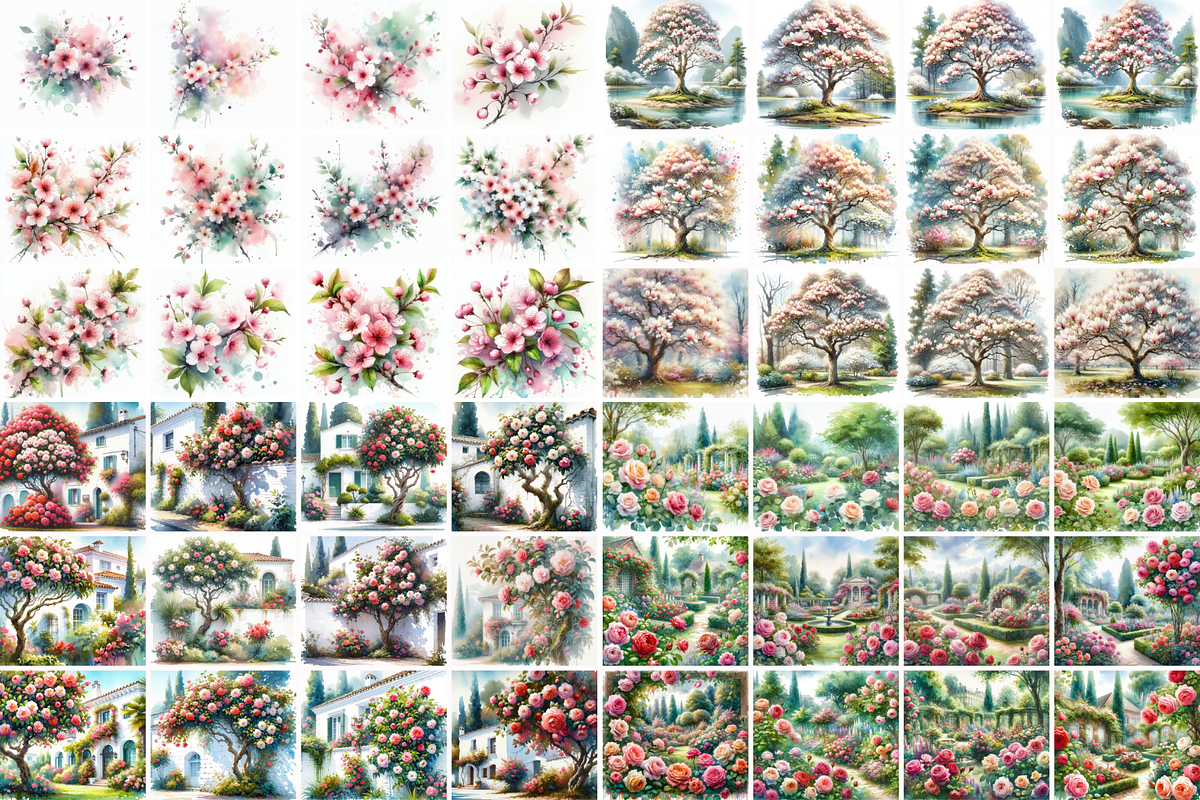 Spring Flowers Watercolor Bundle, a Seasonal Illustration by Flourish Spark (Photo 2 of 7)