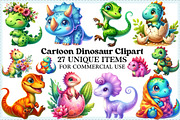 Cartoon Dinosaur Clipart Bundle, an Illustration by Craft Nest (Thumbnail 1 of 6)