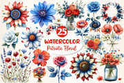 Watercolor Patriotic Floral Clipart, an Illustration by Dream Creation (Thumbnail 1 of 5)