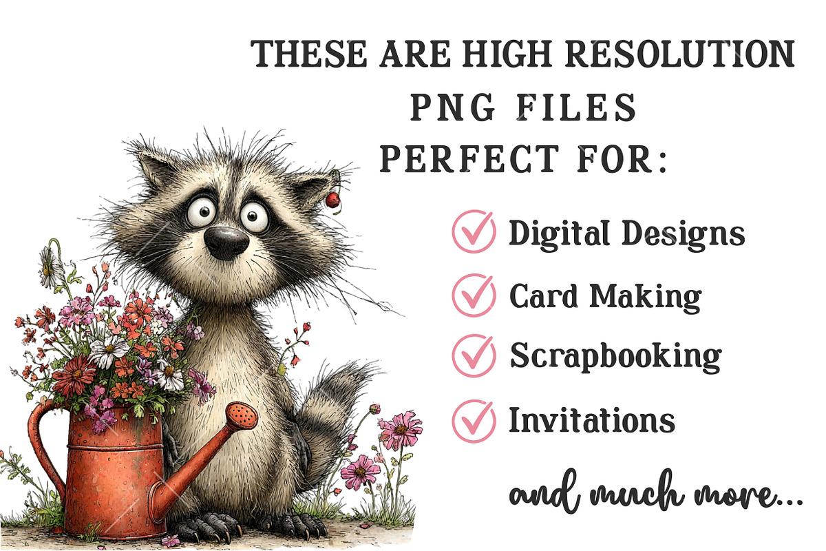 Whimsical Spring Raccoon Clipart, an Illustration by OK Design (Photo 4 of 6)