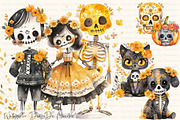 Watercolor Diá de Muertos Set, a Seasonal Illustration by Dazzling Art Boutique (Thumbnail 1 of 9)