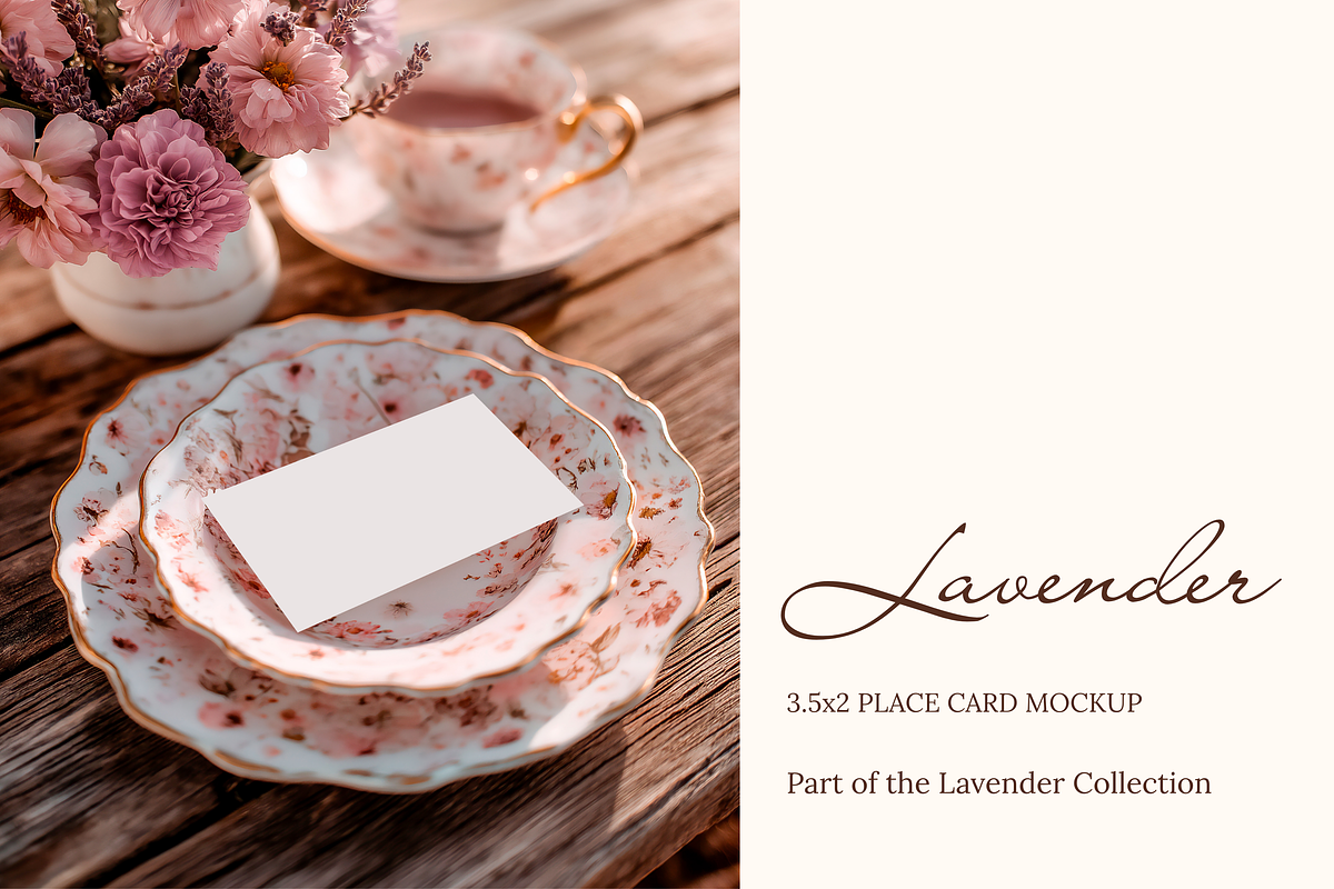 Lavender 3.5x2 Place Card Mockup, a Product Mockup by Serenefeeling (Photo 1 of 6)