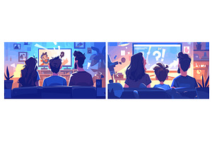 People watching horror. Family or, an Object Illustration by Stock-Smart-Start