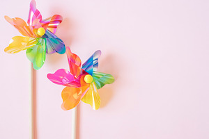 Colorful pinwheel. Plastic windmill