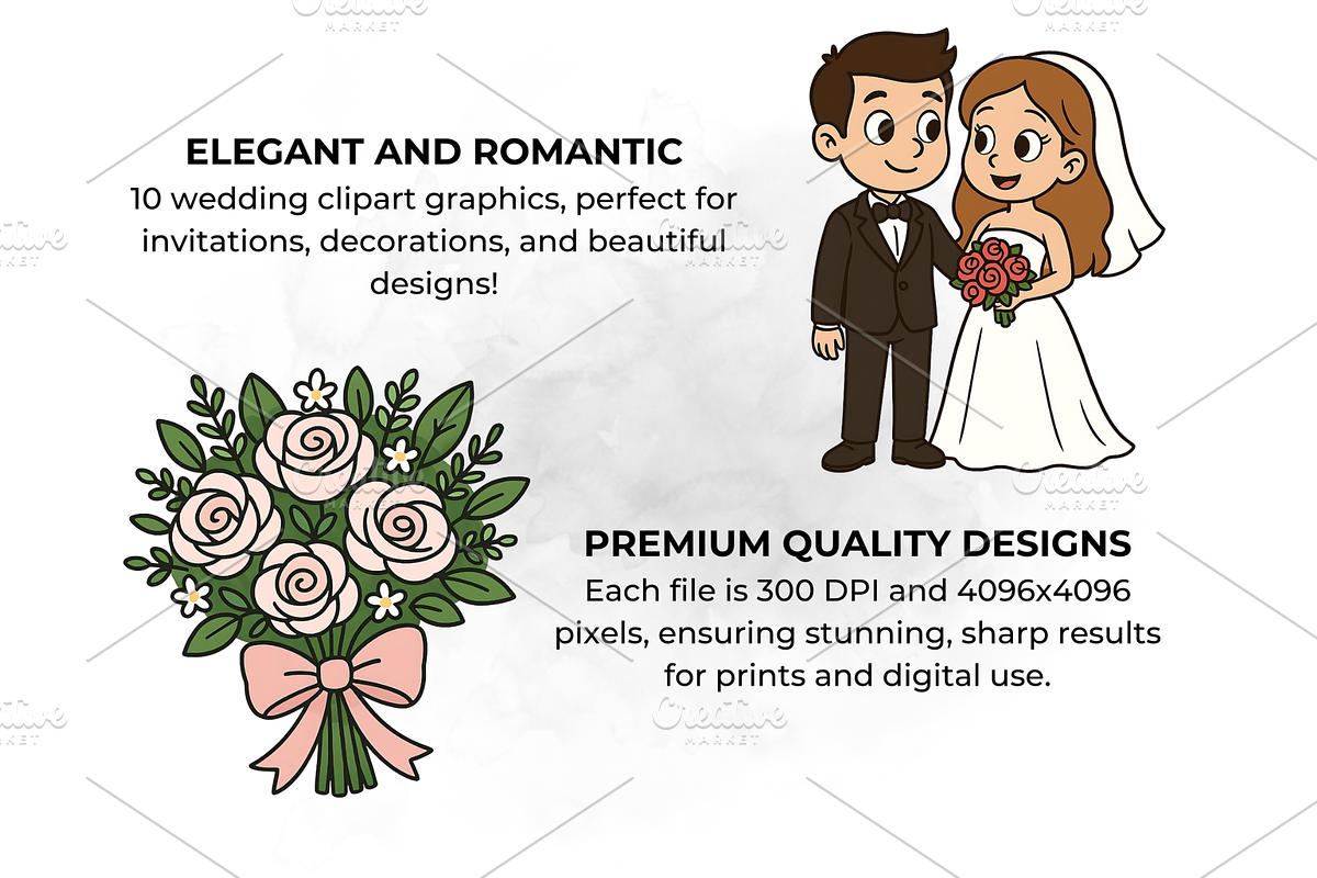 Wedding Clipart Bridal Collection, a Decorative Illustration by QM_ART (Photo 3 of 7)