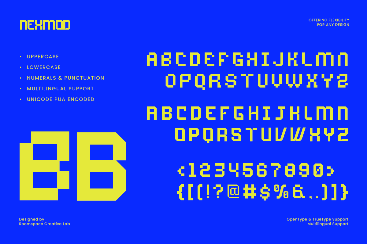 Nexmod Futuristic Decorative Display, a Sans Serif Font by roomspace creative lab (Photo 6 of 10)