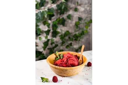 Refreshing red raspberry sorbet, a Food & Drink Photo by Yummypic