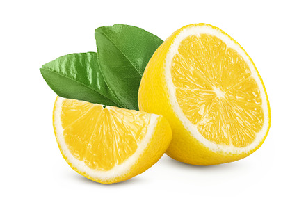 Ripe lemon half and slice isolated, a Food & Drink Photo by NataPhoto