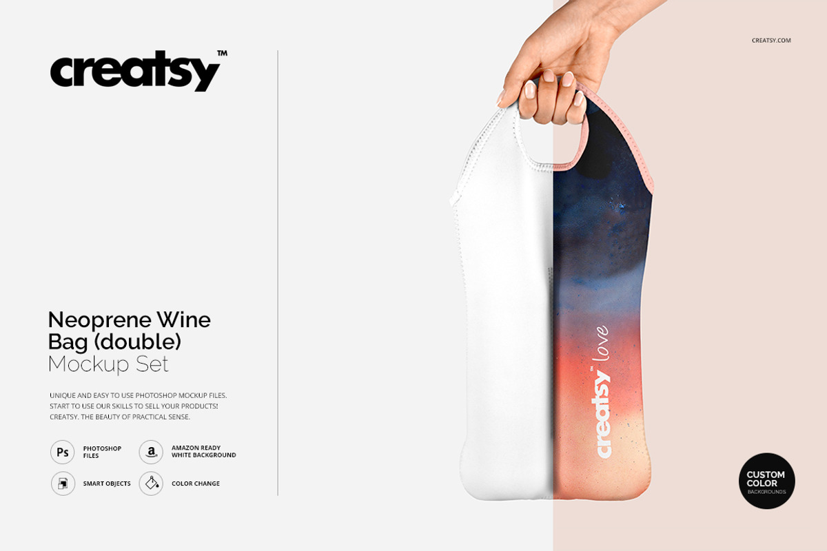 Neoprene Wine Bag Double Mockup Set, a Product Mockup by creatsy4 (Photo 1 of 10)