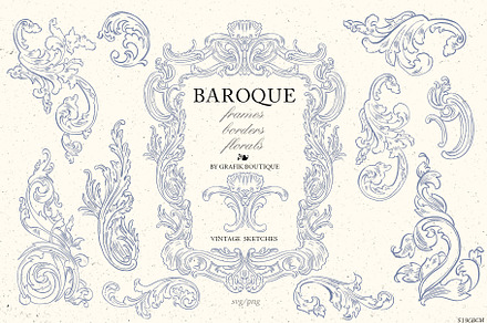 Baroque vintage clip art frames
