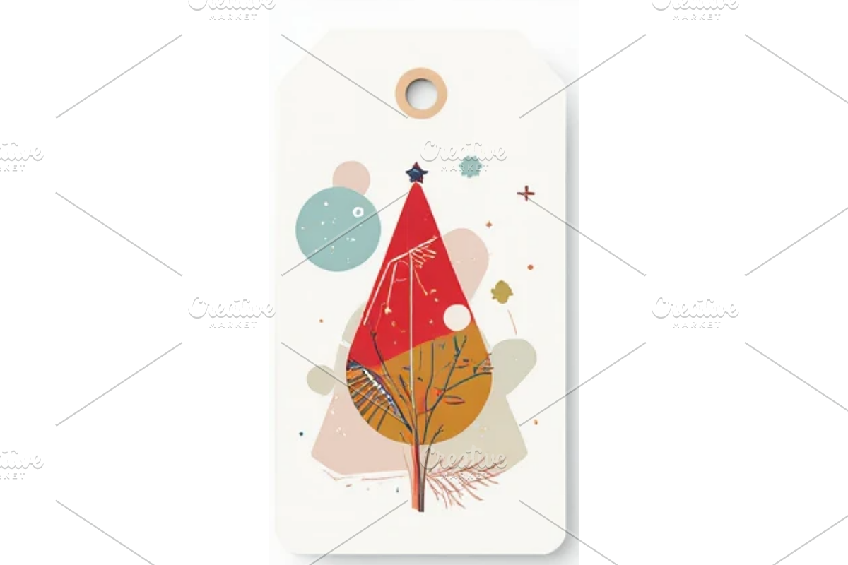 Geometric Christmas Gift Tag Clipart, a Decorative Illustration by Creative design (Photo 5 of 7)