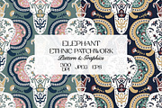 Ethnic Elephant Patchwork Pattern, a Pattern Graphic by StudioGlouna (Thumbnail 1 of 9)