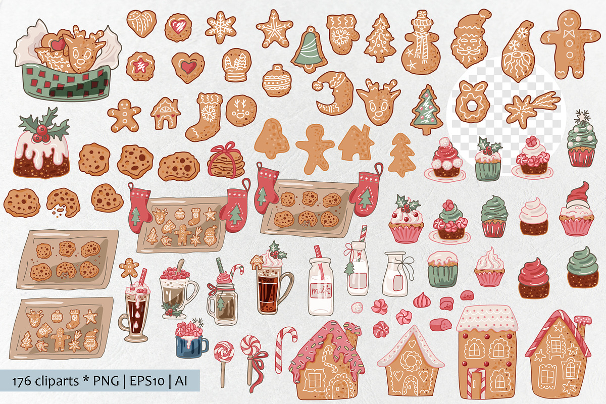 Christmas bakery collection. Vector, a Food Illustration by VaraNa Art (Photo 3 of 20)