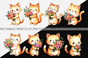 Cat Spring Bouquet Clipart, a Graphic by Artnoy (Thumbnail 2 of 5)