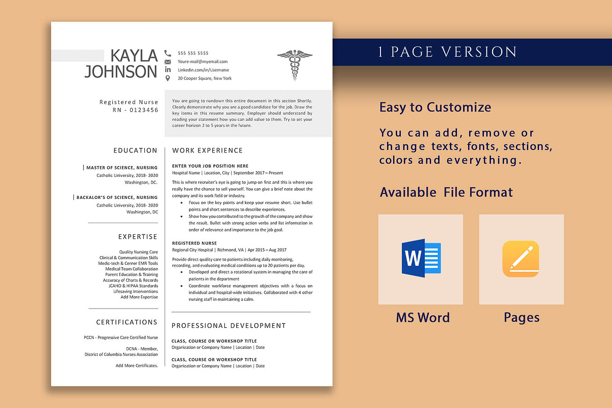 Nurse Resume Template Word, Pages, a Resume Template by VictoriousVita (Photo 2 of 8)