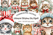 Whimsical Christmas Cats Clipart, an Illustration by designcity5 (Thumbnail 1 of 5)