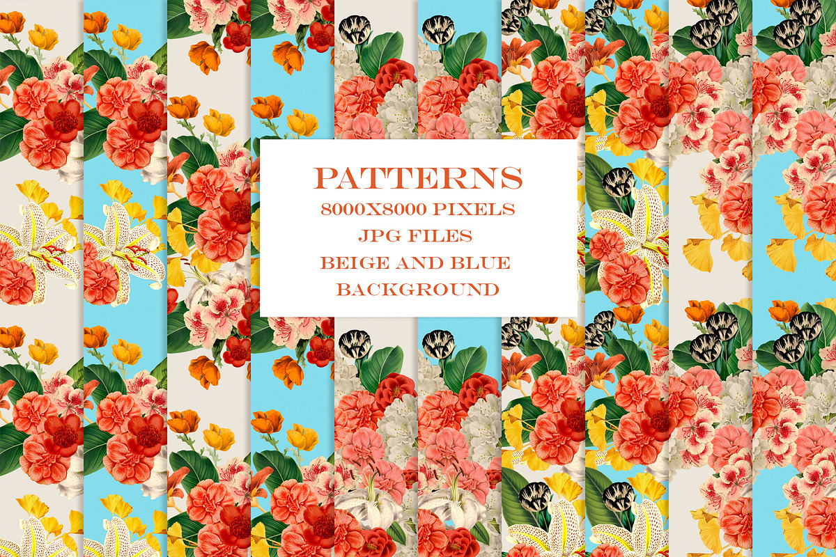 Vintage Summer Flowers Collection, a Pattern Graphic by Chus Moreno Studio (Photo 16 of 17)