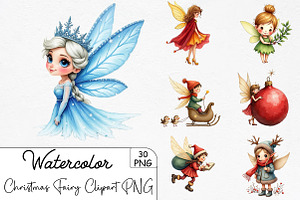 Christmas Fairy Sublimation Clipart, an Illustration by CrexoraLab