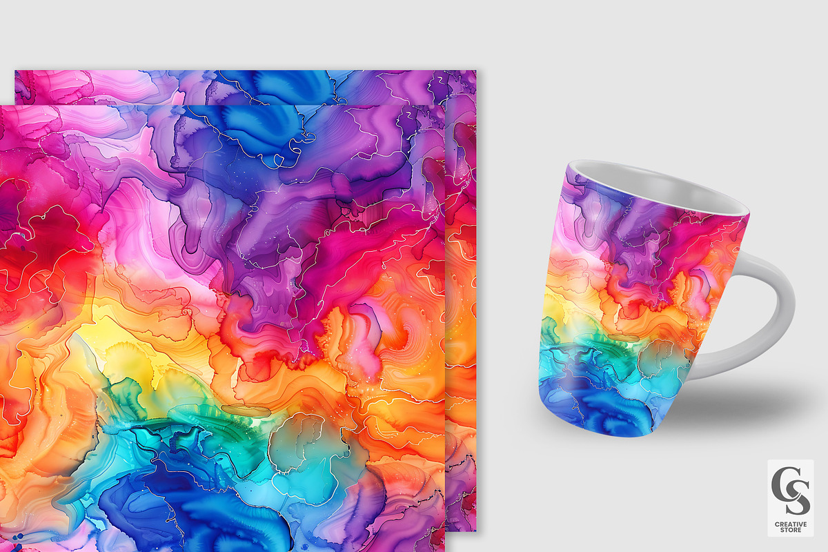 Rainbow Alcohol Ink Texture Pattern, a Pattern Graphic by Creative Store (Photo 3 of 5)