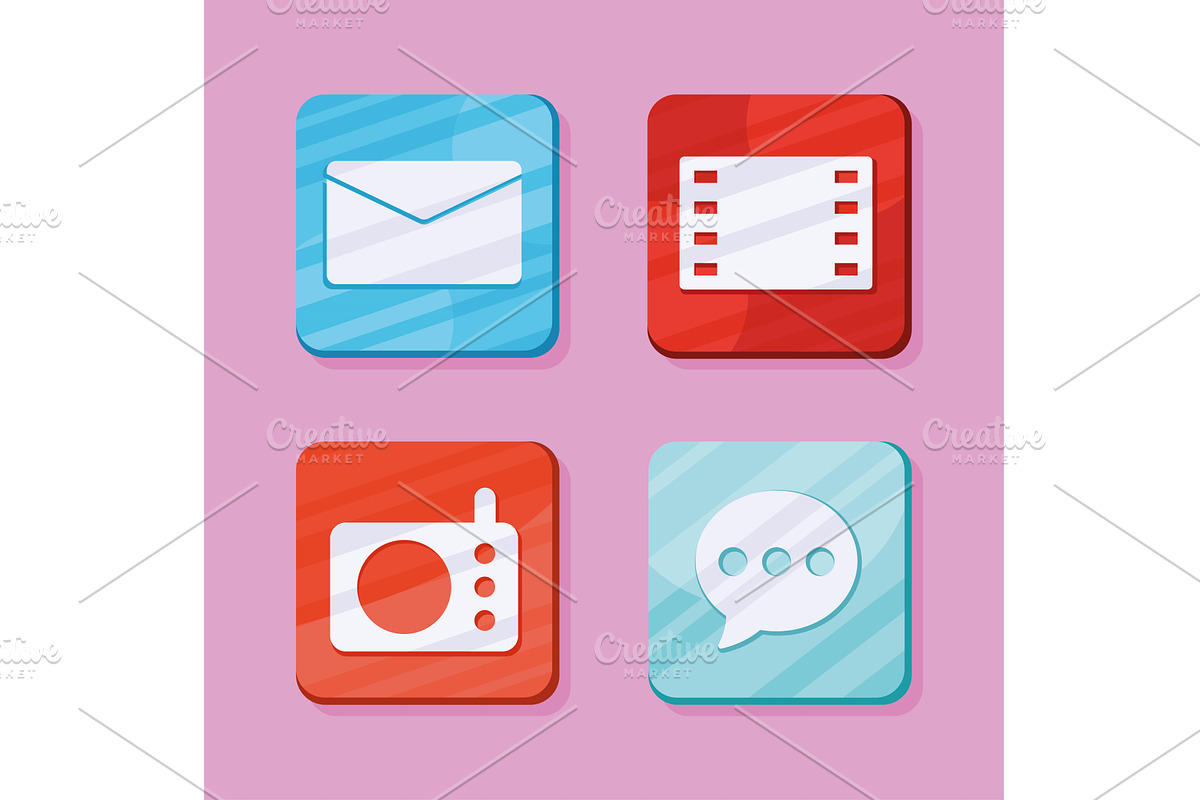 applications signs four icons, an Object Illustration by studiogstock
