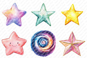Cute Colorful Watercolor Stars png, an Illustration by Watercolor design (Thumbnail 3 of 12)