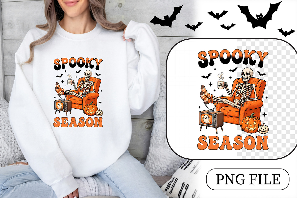 Cozy Halloween Skeleton PNG Craft, a Seasonal Illustration by CrexoraLab (Photo 1 of 4)