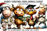 Quirky Christmas Farm Animals Clipar, an Illustration by OK Design (Thumbnail 1 of 6)