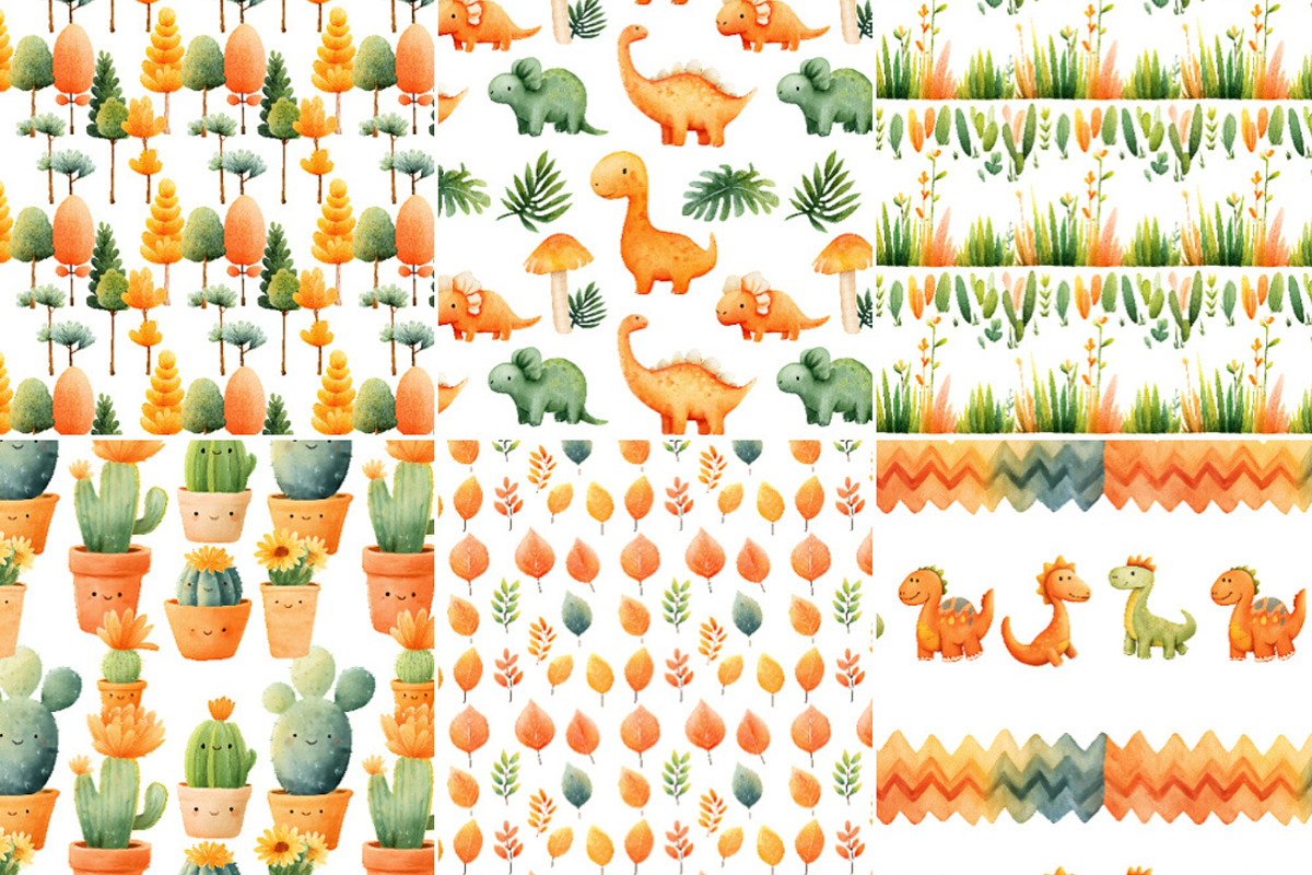 Cute Dinosaur Clipart + Patterns, an Animal Illustration by Nicole Branger Art (Photo 16 of 27)