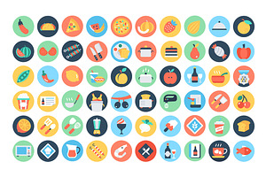 300 Flat Food And Drinks Icons