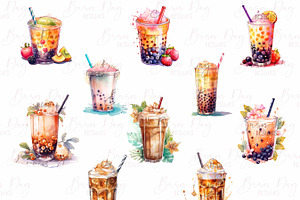 Watercolor Iced Coffee Clipart