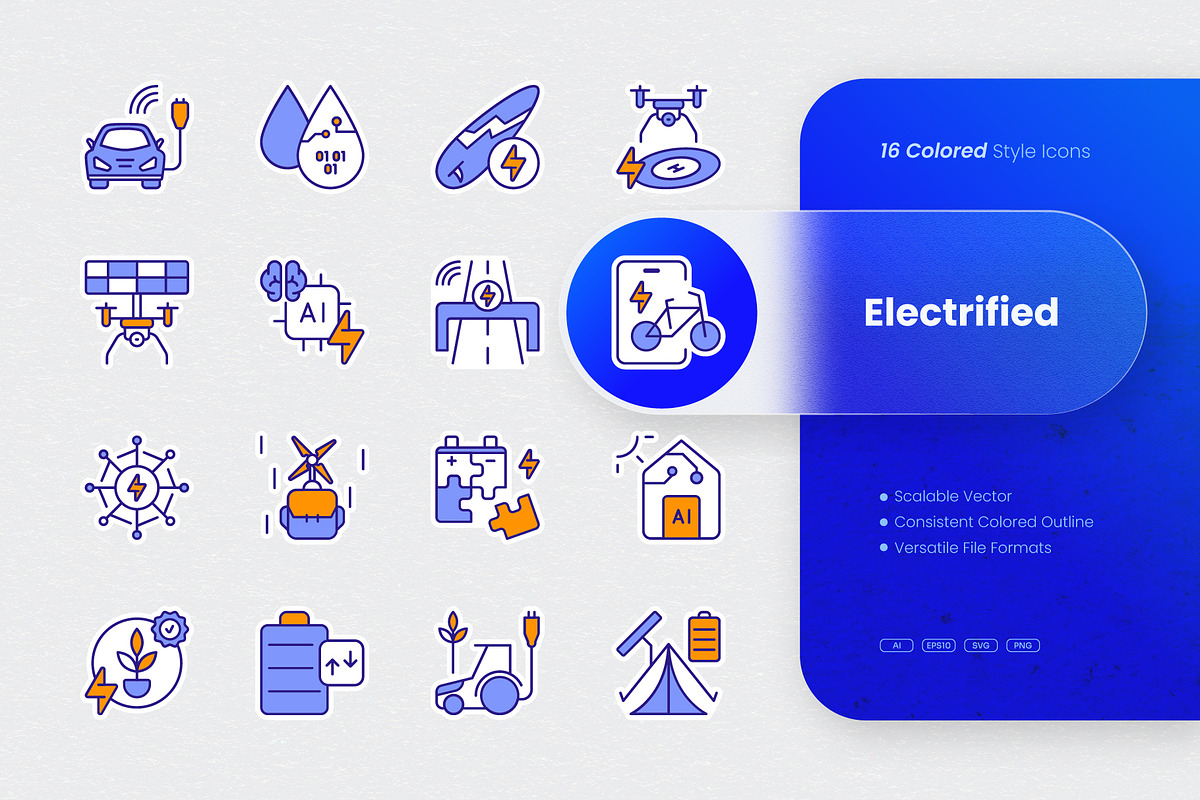 Electrified Colored Icons, an Outline Icon by cidcud_graphic