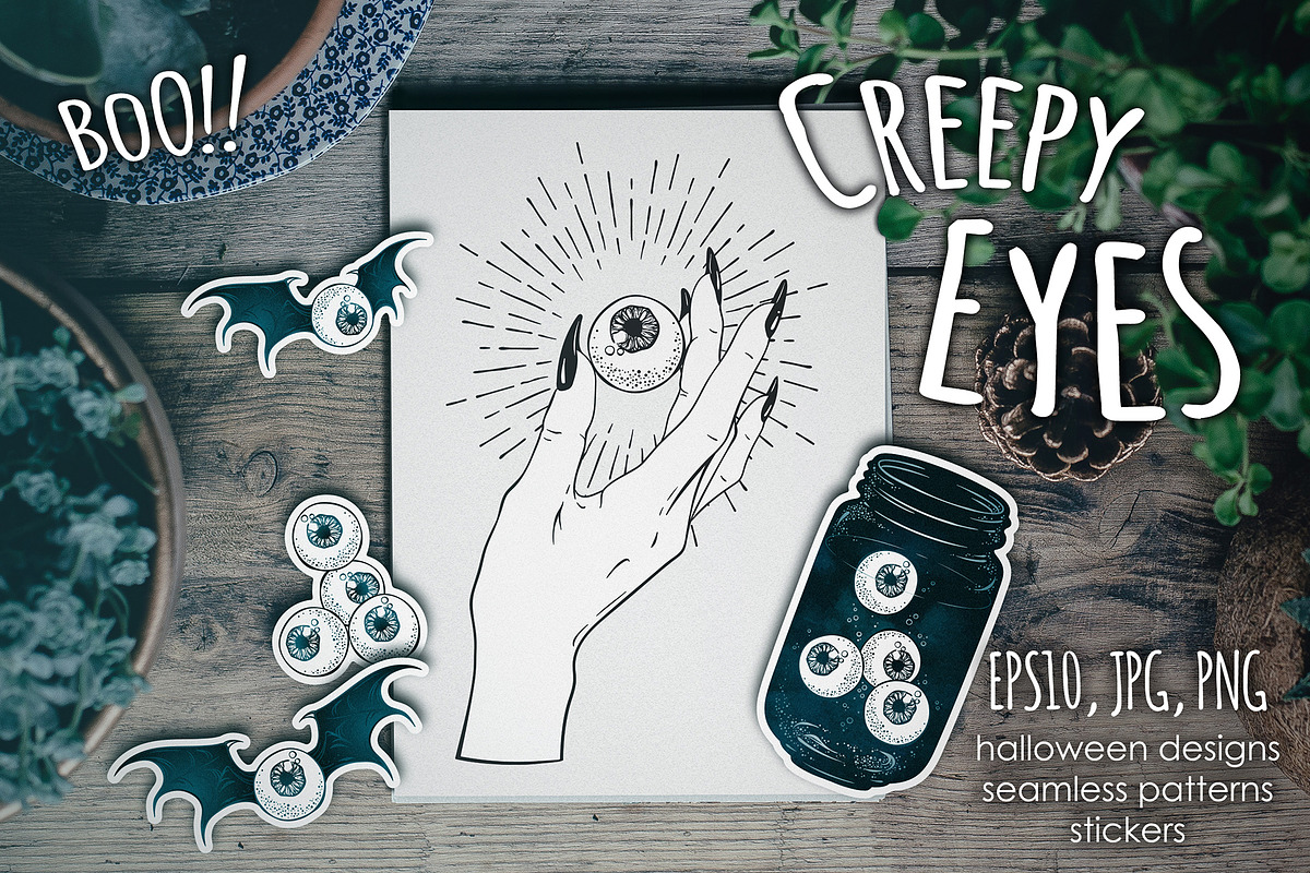 Creepy Eyes Halloween Designs, a Decorative Illustration by Croisy (Photo 1 of 6)