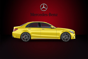 Mercedes-Benz sedan MockUp Set, a Product Mockup by PSD Market