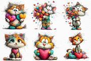 Whimsical Valentine Cats Clipart, an Illustration by Craft Nest (Thumbnail 3 of 11)