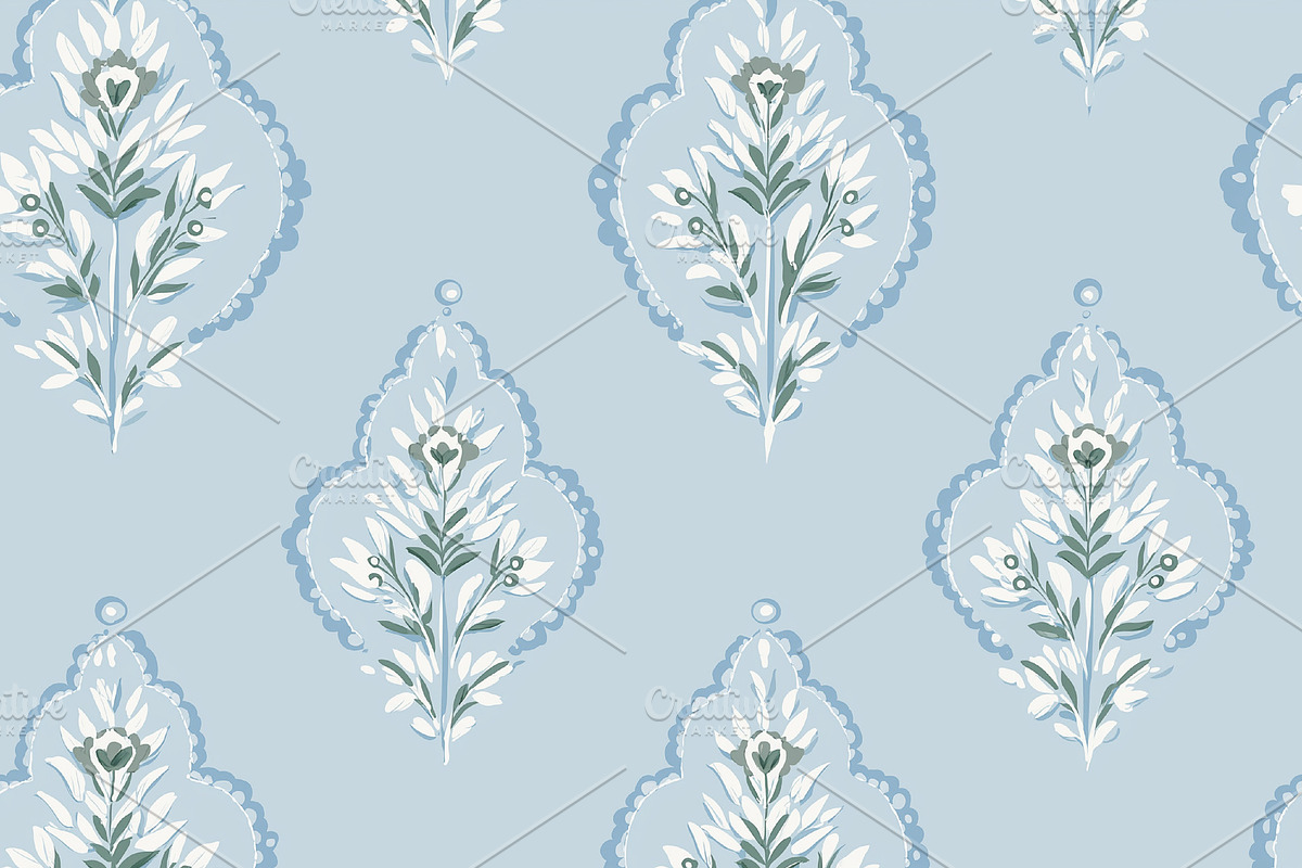 Seamless pattern, seamless floral damask pattern forming a repea, a Pattern Graphic by Studio ANNA