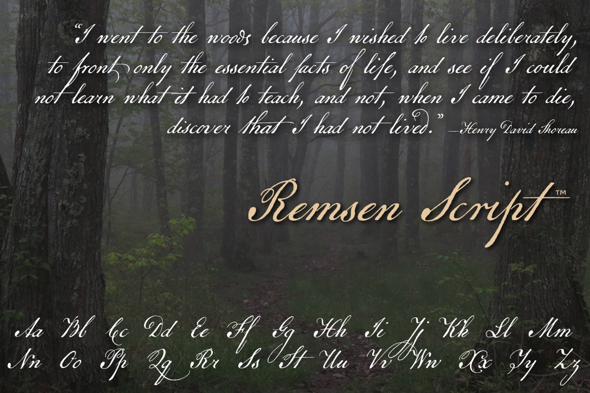Remsen Script, a fine old pen font preview 4