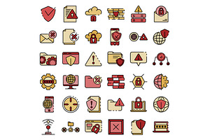 Firewall Icons Vector Flat