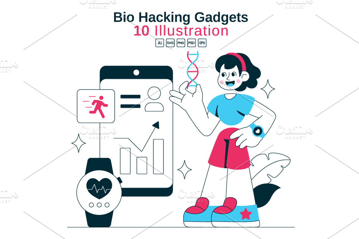 10 Bio Hacking Gadgets Illustration, a Technology Illustration by denayunebgt (Photo 1 of 4)