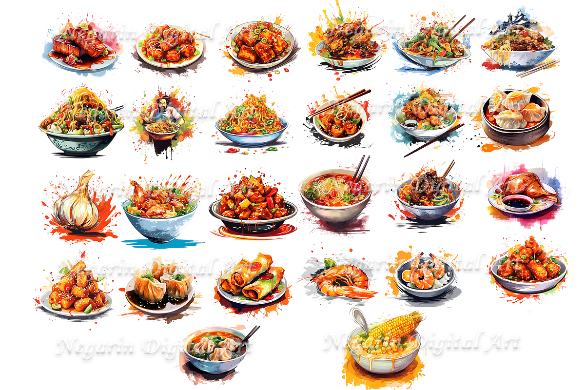 Watercolor Chinese Food Clollection, a Pattern Graphic by Negarin Digital Art (Photo 3 of 10)
